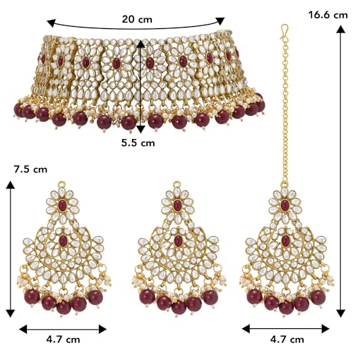 Image of Peora Crystal Faux Pearl Necklace & Jewellery Set Gift for Women