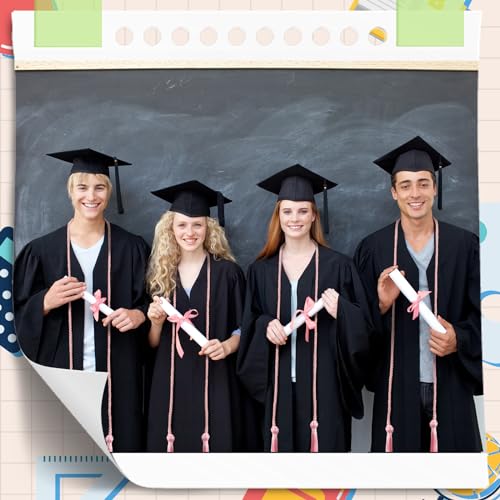 Image of TecUnite Graduation Cords Honor 2026 Polyester Yarn Decorative 67 inch Long Garland Twist Ties with Tassels for Bachelor Gown Graduation(Pink)