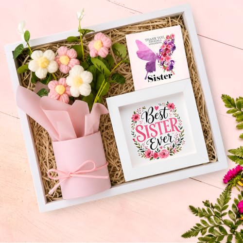 Image of TIED RIBBONS Rakhi Gift for Sister - Raksha Bandhan Return Gift for Girls Combo Artificial Crochet Flower Bouquet and Printed Frame and Greeting Card - Rakhi Gifts for Sister
