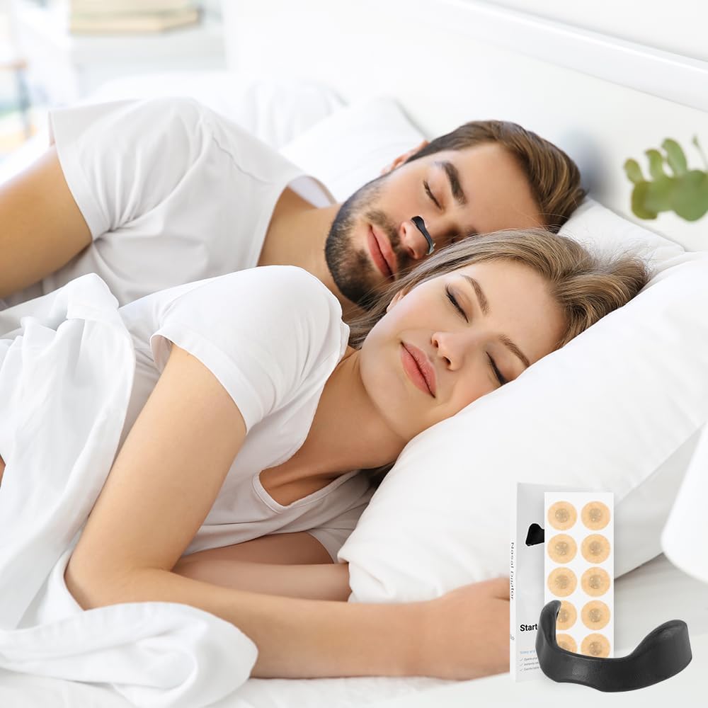 Breathing Magnetic Nasal Strip Starter Kit, Nose Strips For Breathing, Reduce Snoring, Improve Sleep Quality, Improve Sleeping Quality,Round Patches, 15 Days Supply(30Count, Black)