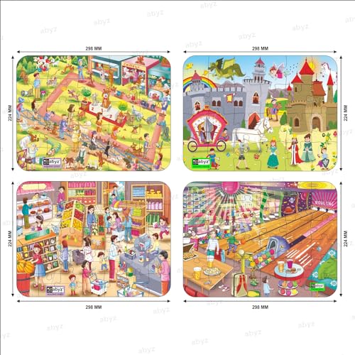 Image of ABYZ Jigsaw Puzzle, Different Design & Fun Educational Wooden Jigsaw for Little Explorer, 120 - Piece Wooden Puzzle with Multicolor, Birthday Gift for 36 Months - 6 Year Age Kids.