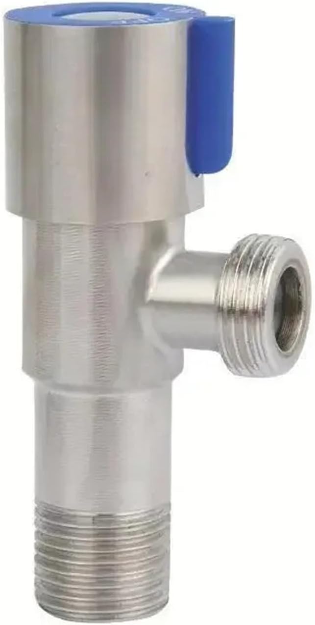and Cold Water Valve Bathroom Connector for Toilet Basin G1/2 Stainless Steel Water Heater Angle Valve Thread Triangle Valve(Blue 1hole)