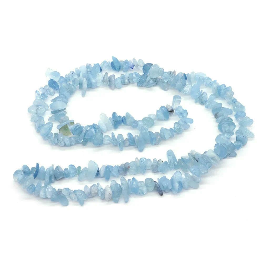Natürliche Aquamarin-Quarz-Kristallsteinperlen, freigeformte Splitter, Kiesel für Party-DIY-Bastelarbeiten, Halsketten, Armbänder, Schmuckherstellung - Alxa-Achat - 20 Stück (ca. 16 Zoll)