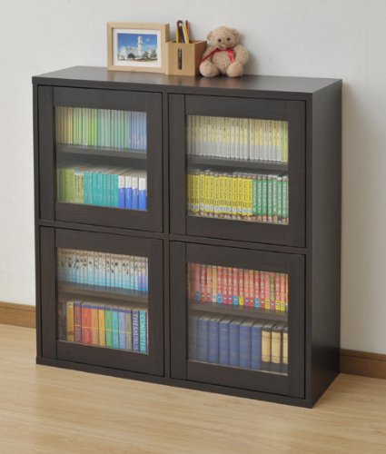 Amazon.co.jp: 山善(YAMAZEN) ガラスキャビネット ダークブラウン C4GC