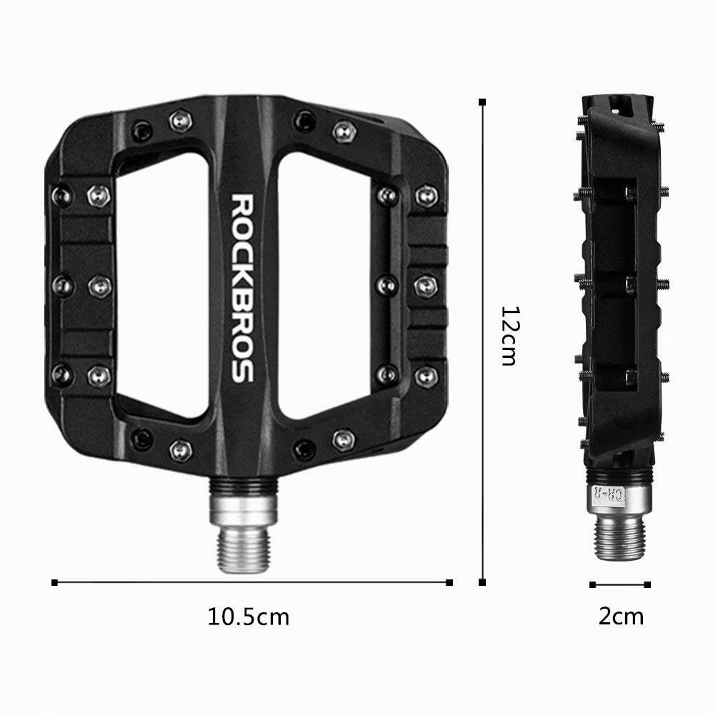 ROCKBROS Pedali per Bici MTB in Nylon Asse 9/16" Universali Pedali Bicicletta Flat con Cuscinetti, Impermeabile Antiscivolo Antipolvere Superficie Larga Leggeri Accessori Bici