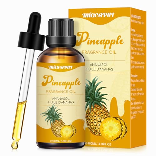 MIGCAPUT Aceite Esencial de Piña 100ML, Aceite de Fragancia Afrutada Naturales, Premium Piña Aceite Esencial de Aromaterapia para Humidificador, Difusor, Baño, SPA, Masaje, Vela de Bricolaje