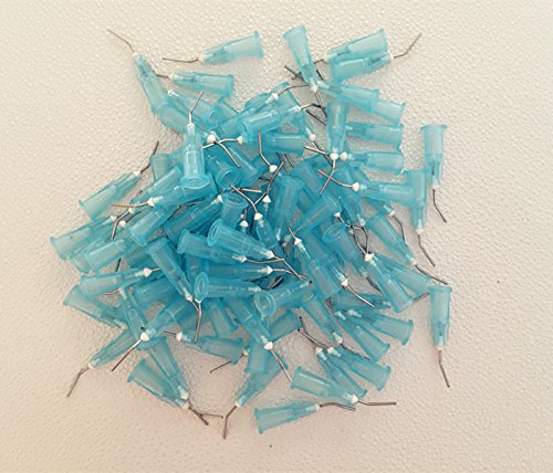 100Pcs Pre Bent Flow Needle Tips Light Blue 22 Gauge For Etch Dental Gd #TOP8