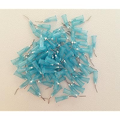 100pcs PRE Bent Flow Needle Tips Light Blue 22 Gauge for Etch Dental GD