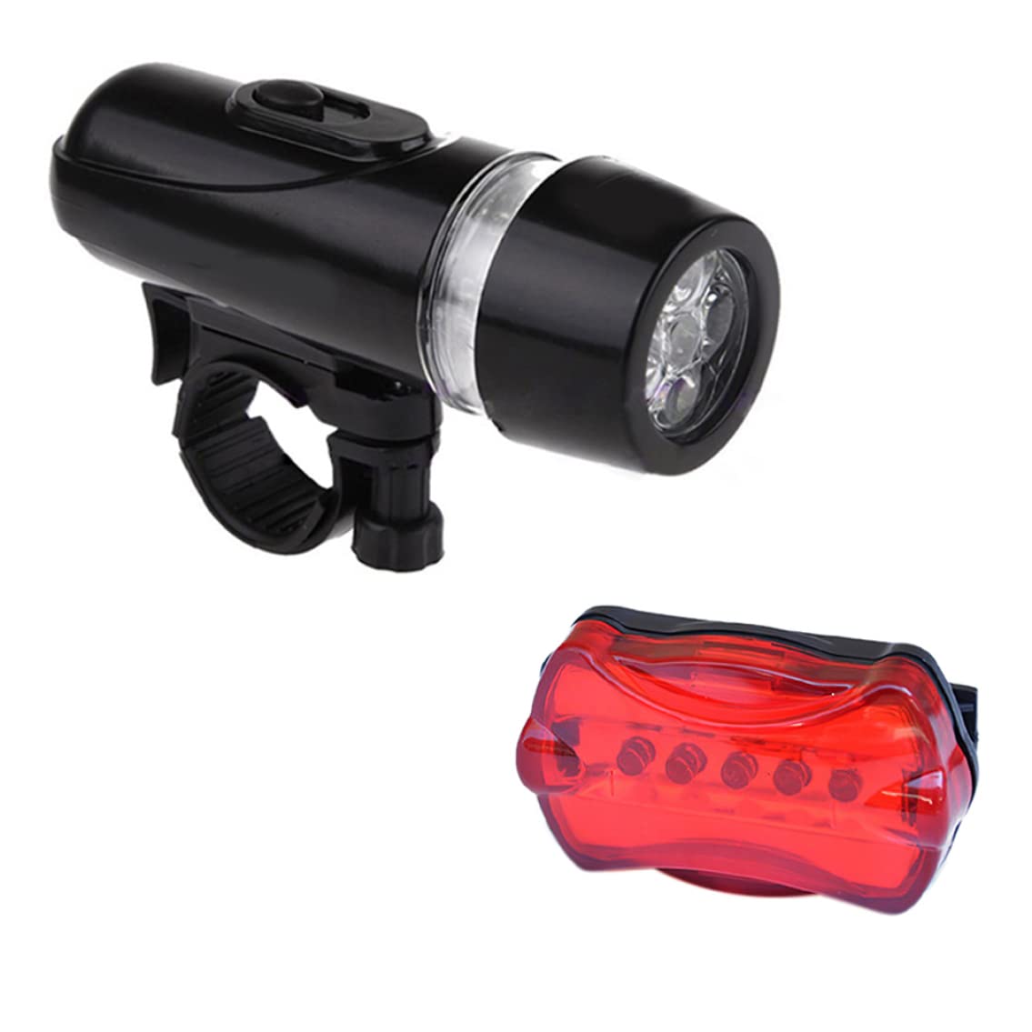Bike Lamp 5LED Mountain Bike Waterproof Headlight Taillight Combination for Black, Sports