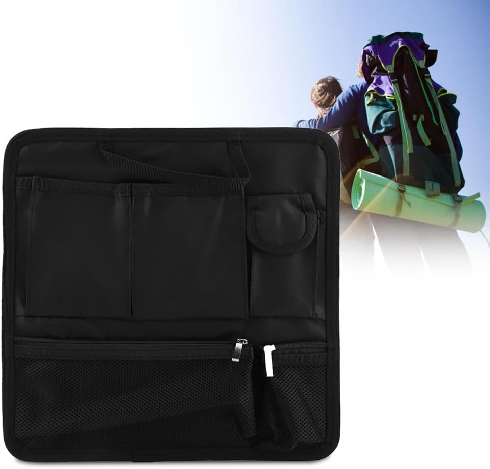 11.81 Inch Black Nylon Organizer Mesh Zipper Pouch with Adjustable Hook Travel Shoulder Bag Organizer for Backpack Insert
