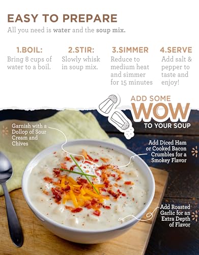 READYWISE - Simple Kitchen, Soup Favorites, Variety Pack, 8 Servings Per Pouch, Soup Mix, Family Size, MRE, Freeze Dried Food, Ready To Eat Meals, Hiking & Backpacking Food, Soup for Family, Pack of 4