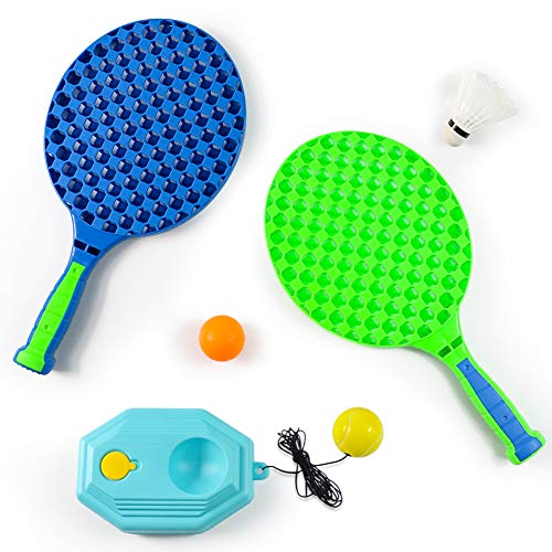 Fajiabao Raquetas de Tenis Raqueta Badminton Niños Set Palas Ping Pong 3 en 1 Raquetas Playa Juego de Bádminton para Niños Regalos para Niño Niña 3 4 5 6 Años