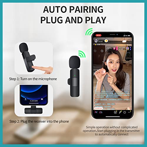 Image of Professional Grade K8 Wireless Microphone for Type C Mobile and iPhone Wireless Microphone for Voice Recording YouTube ASMR Interview and Live Video Recording (Black, 1 Set)