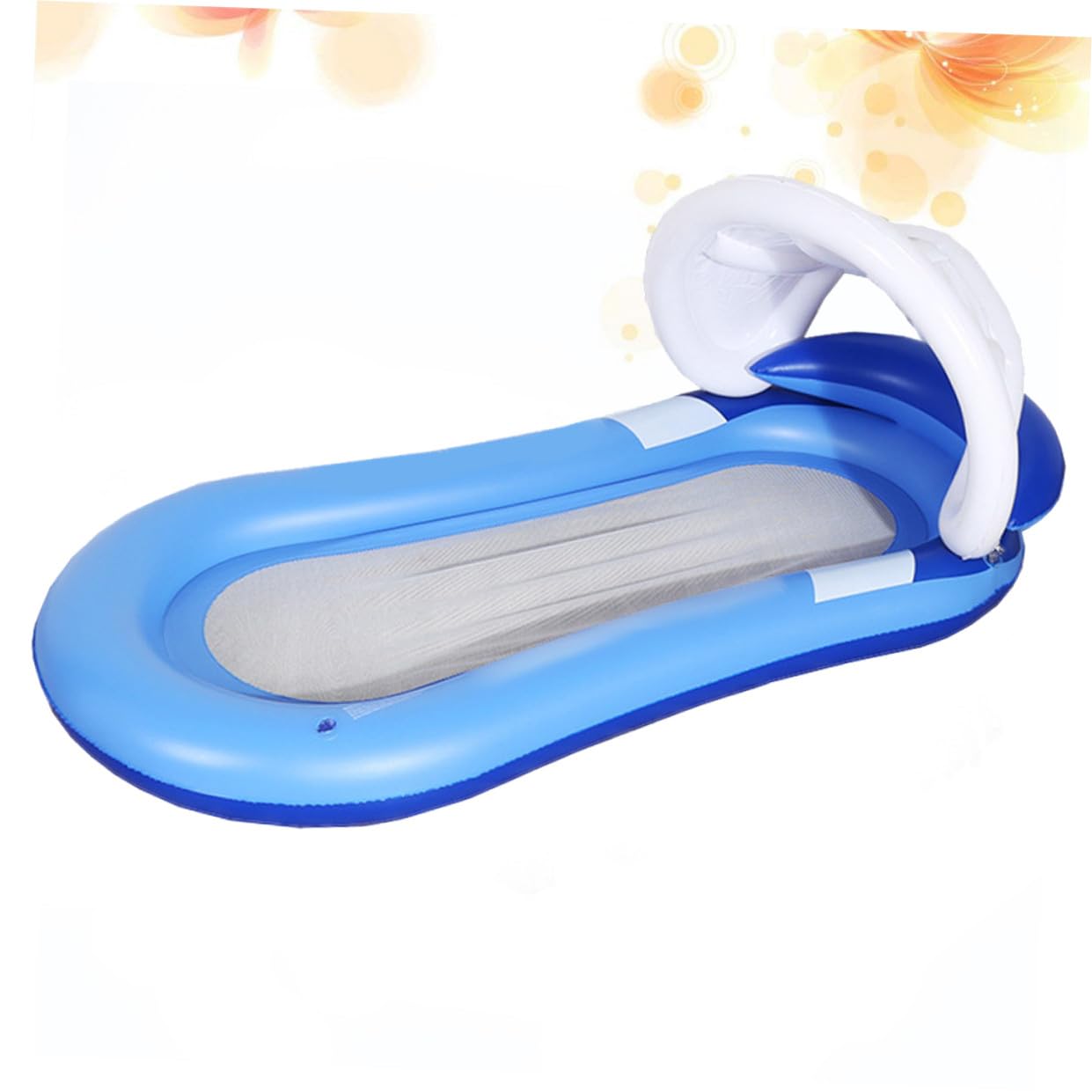 Amaca Gonfiabile con Parasole, Poltrona Galleggiante in Pvc Blu | Schienale e Braccioli, Gonfiaggio Rapido, per Piscina e Lago, Design Ergonomico, Relax All'aperto
