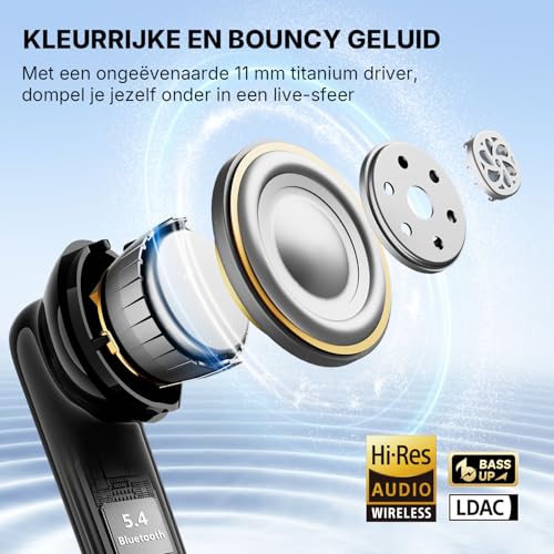 EarFun Air Pro 4i draadloze oordopjes met noise cancelling, Hi-Res geluid met LDAC, 6 AI-ENC microfoons, 40 uur speeltijd, ruimtelijke audio, multipoint-verbinding, Bluetooth 5.4, draadloos opladen - Afbeelding 4