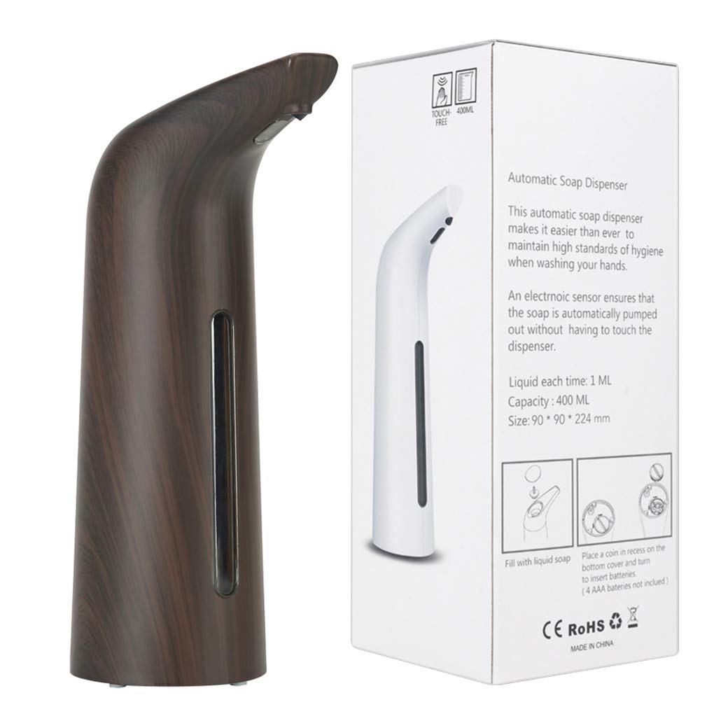 Distributeur automatique à piles sans contact avec capteur infrarouge pour lavage des mains, restaurant, bar, salle de bain, couleur bois foncé