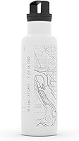 Vista 2 de Well Told Botella de agua aislada con mapa de Washington DC grabado, botella de acero inoxidable grabada (21 onzas, blanco) botella aislada de mapa