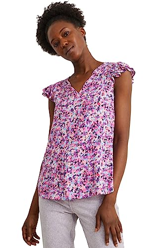 C&A Damen V-Ausschnitt Bluse Gemustert pink 38