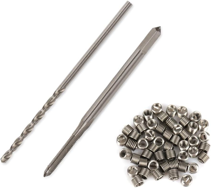 Stainless Steel Thread Repair Kit 50pcs M1.6 Inserts with Drill Bit for Aluminum - Helical Thread Restoration Tool Set for Metal Screws and Bolts