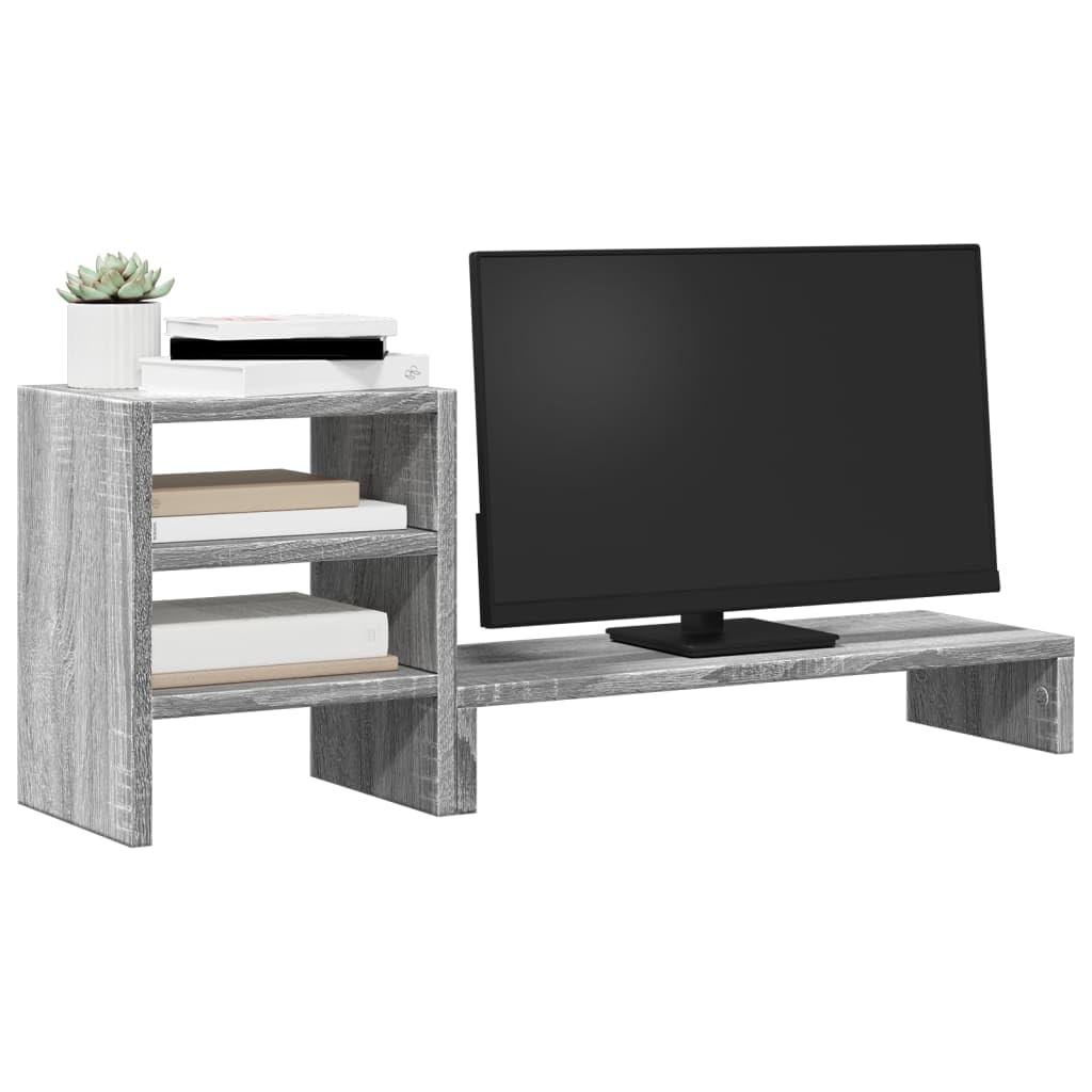 Supporto per monitor con organizer da scrivania, in legno Sonoma, 80 x 20 x 30 cm, rialzo per monitor per ufficio, casa, gaming, postazione di lavoro con spazio e gestione dei cavi
