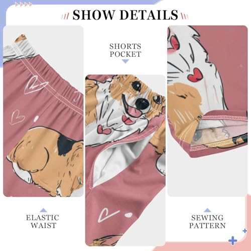 Corgi Dogs Love Boys Long Pants Soft Trousers Elastic Waist Kids Lounge Bottoms with Pockets S-XL4