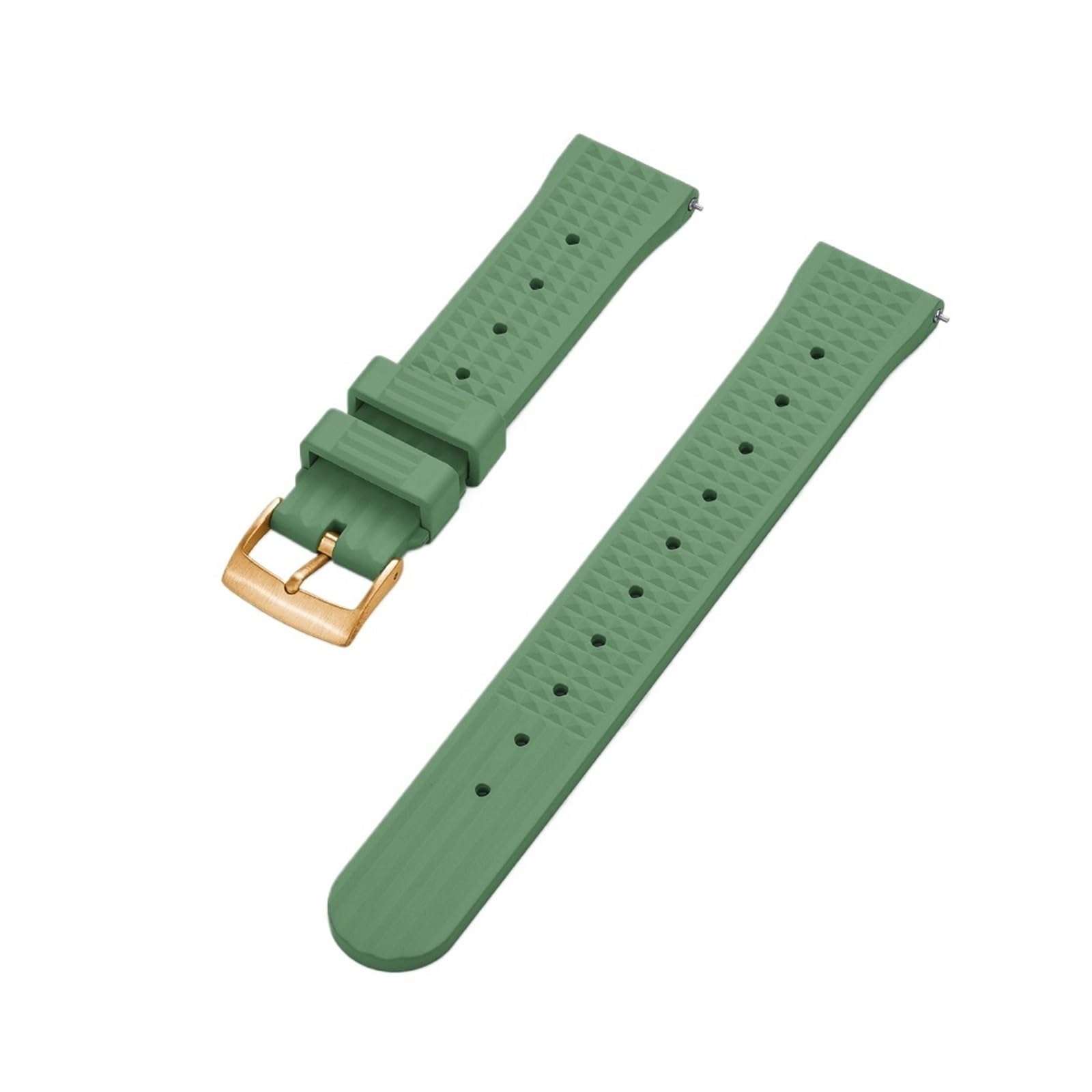 Uhrenarmband， Fluorkautschuk-Armband for Herren(Army Green Gold,22mm)