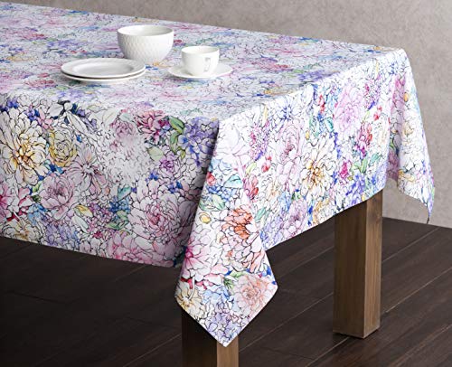 Maison D' Hermine Table Cover 100% Cotton 60"X120" Decorative Tablecloth Washable Rectangle Tablecloths For Gifts, Dining, Home, Wedding, Banquet, Buffet, Floral Love - Spring/Summer #TOP1