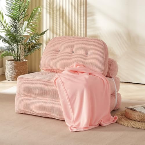 NESLAKO Pink Boneless Chair Bed with Pillow & Blanket, Foldable Sofa Bed - image 1