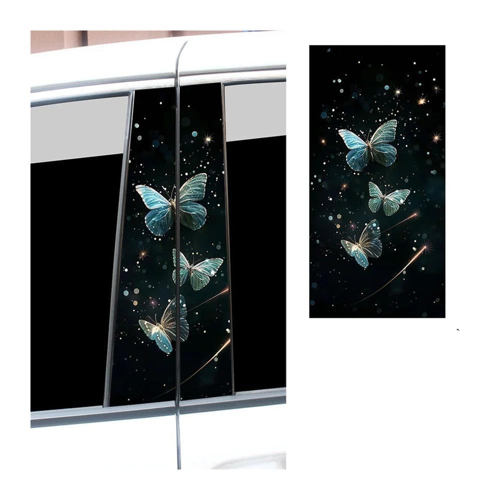 Bertdcx E Beautiful Butterflies Car Stickers Auto B-Pillar Car Center Column Decoration Auto Parts(,1Pcs)