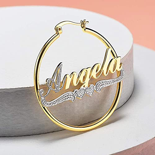 BlingSparkle Double Plated Nameplate Name Necklace Custom Heart Necklace Personalized Two Tone Gold and Silver Custom Name Necklace for Women Teen Girls Jewelry Gift2