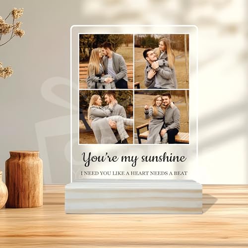 Image of Giftplease Customized Photo And Text Frame With Wooden Stand | Personalised Printed Photo Frame | Gift | Birthday | Anniversary (Transparent, 5MM, 6 * 8 Inches), Tabletop