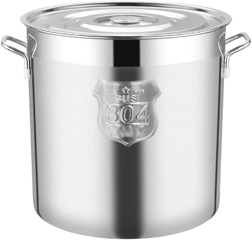 寸胴鍋 大きいストックポット、ステンレス鋼の調理ストックポットステンレス鋼のふたの誘導ベース、高速熱伝導、8サイズ (Color :