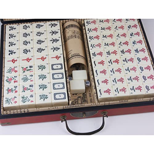 Set de Mahjong Chino,146 piezas con caja de cuero miniatura 5