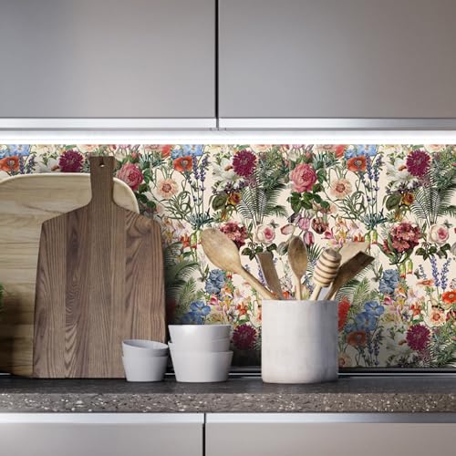 Floral Peel and Stick Wallpaper, 44.5 * 300CM Thicken Vinyl Wallpaper for Home Deco