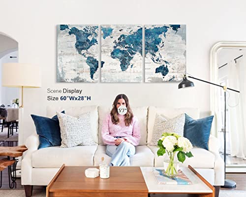 Elixart Wall Art For Living Room Office Wall Decor Pictures For Bedroom World Map Art Large Kitchen Decor 48 Inchx24 Inch Motivational Painting For Dining Room Wall Decorations thumb #5