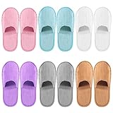 CarryEpic Disposable Slippers (6 Pairs) for Guest, Spa Hotel House Slippers for Shoeless Home Bulk Indoor Slippers for Women Men pantuflas desechables para invitados Purple Brown Gray Blue White Pink