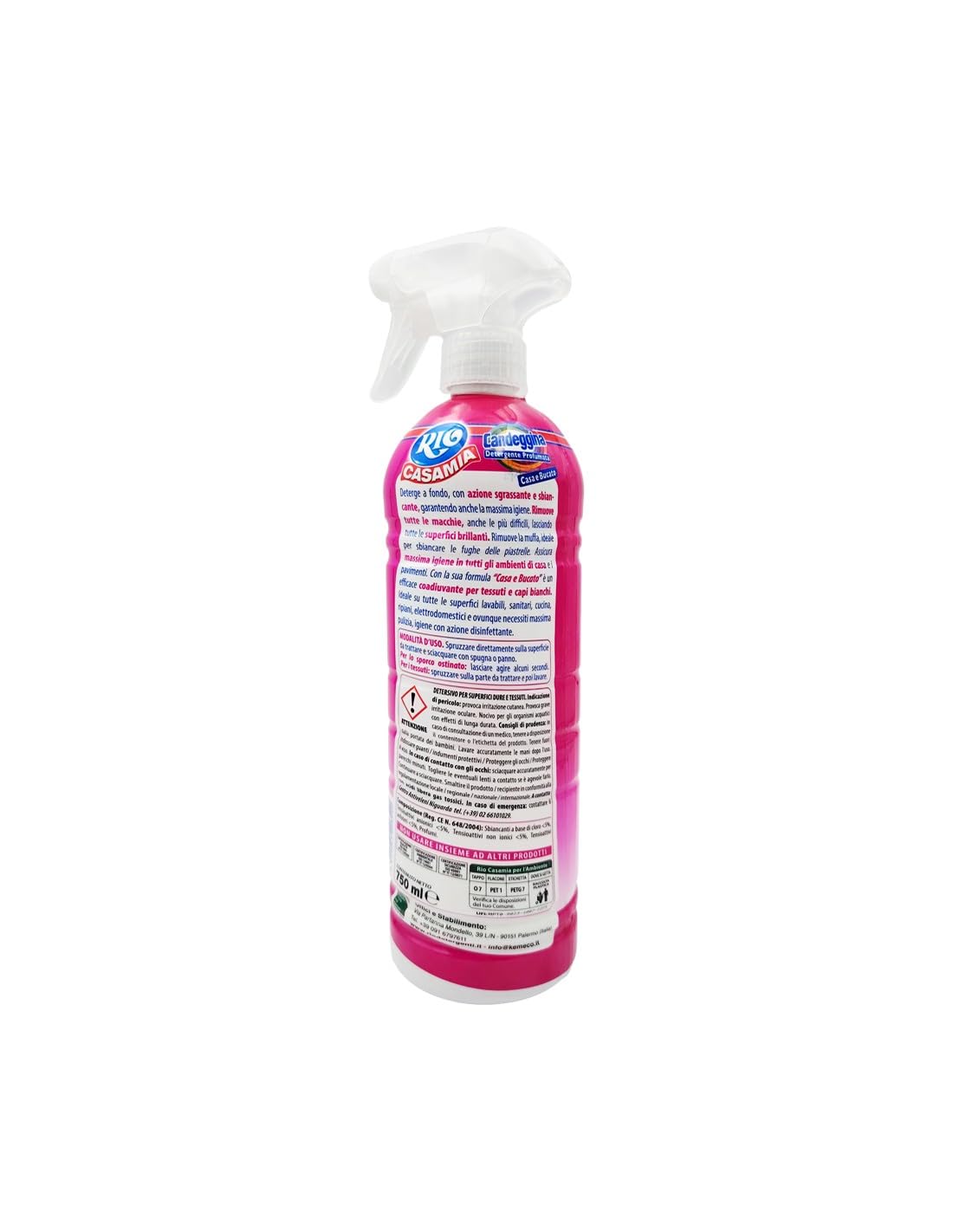 15 x Rio Casamia Casa e Bucato/Profumato candeggina Spray per la casa e il bucato con effetto sgrassante e schiarente 750 ml + portachiavi Beni Culinari