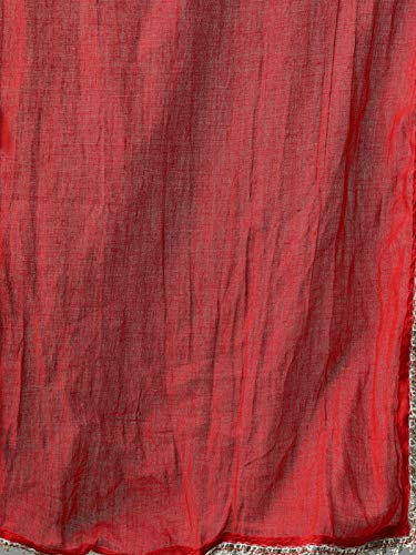 Image of ishin Women's Cotton Red Bandhani Jewel Neck Zari Embellished Peplum Kurta Set with Sharara and Dupatta