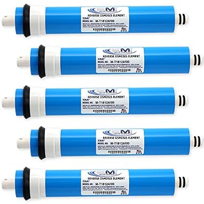 APPLIED MEMBRANES INC. 100 GPD Reverse Osmosis Membrane | RO Membrane Water Filter Replacement for Reverse Osmosis Water Filtration System | 1.8? x 12? Universal Compatibility, Pack of 5