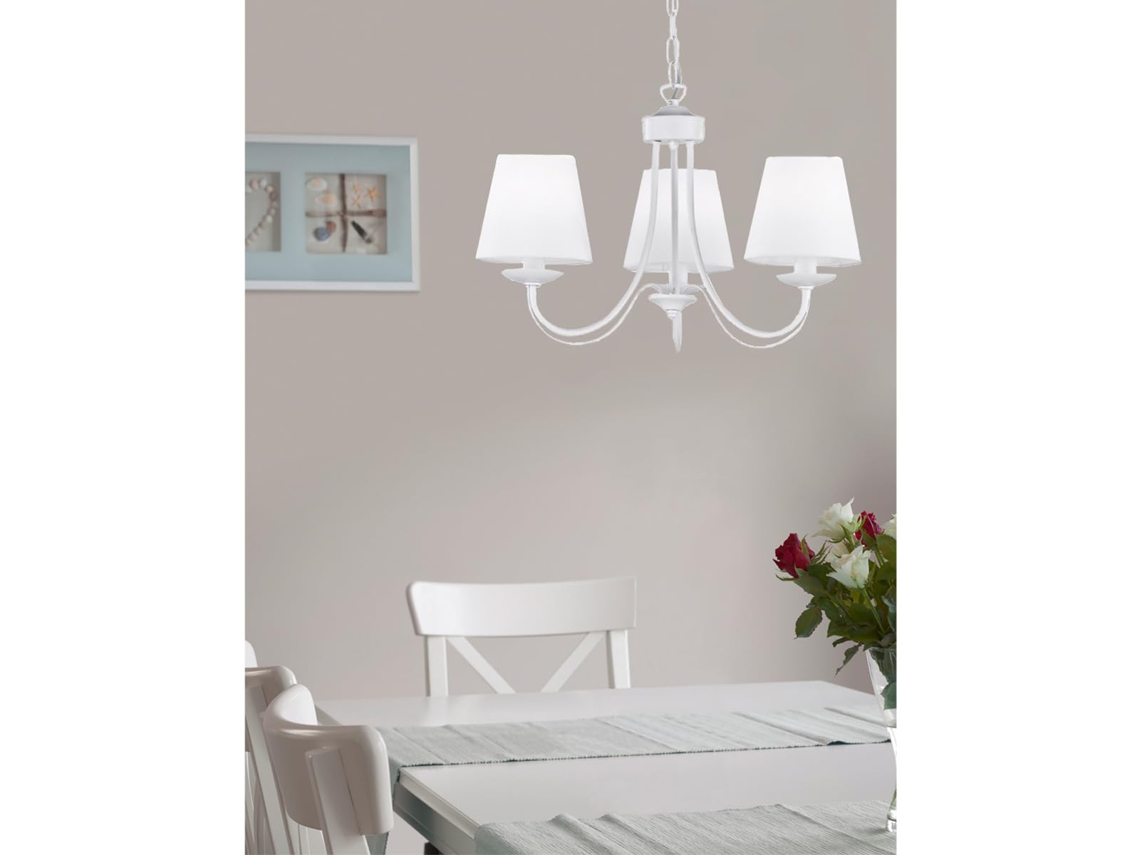Trio Lighting Cortez Lámpara Colgante E14, 28 W, Blanco, 47 x 47 x 150 cm