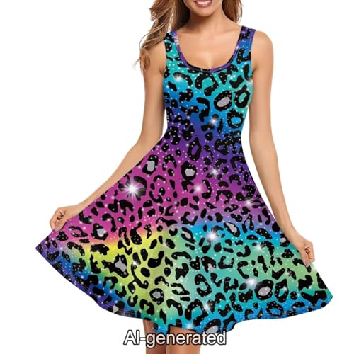 Image of Dreaweet Casual Sleeveless Dresses for Women Girls, Round Neck Tank Dresses with Pockets Summer Sundress Size XS-4XL
