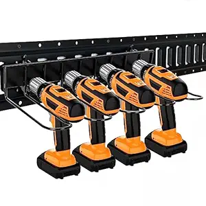 E-Track Power Tool Organizer, Drill Holder Wall Mount, Heavy Duty Garage Tool Organizer and Storage, Suitable Tool Rack for Wall Organizer with E-Track, Workshop, Garage, Cordless Drill