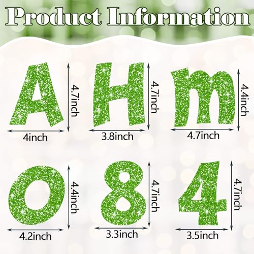 Image of Colarr 216 Pcs Glitter Bulletin Board Letters for Classroom Number Alphabet Punctuation Symbol Cutout 4'' Die-Cut Poster Letter with Adhesive Dot School Party Holiday Decor Display(Lime Green)