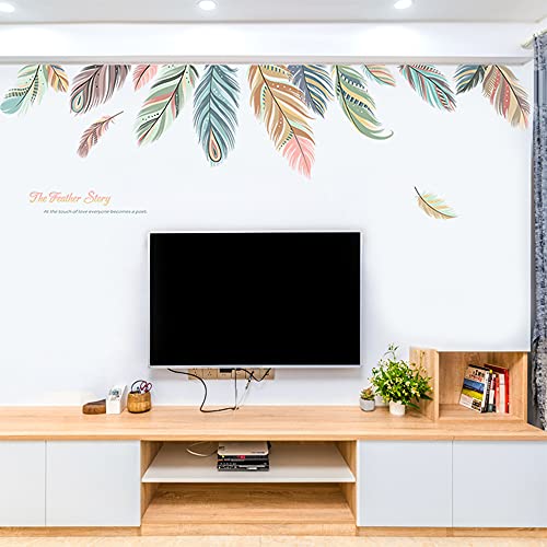 Lindaon Feather Wall Decals Wall Stickers Vinyl Peel And Stick Removable Decal Stick Diy Wall Art Murals Home Wall Decor For Bedroom Living Room Classroom Office Wall Decaoration-A02 #TOP1