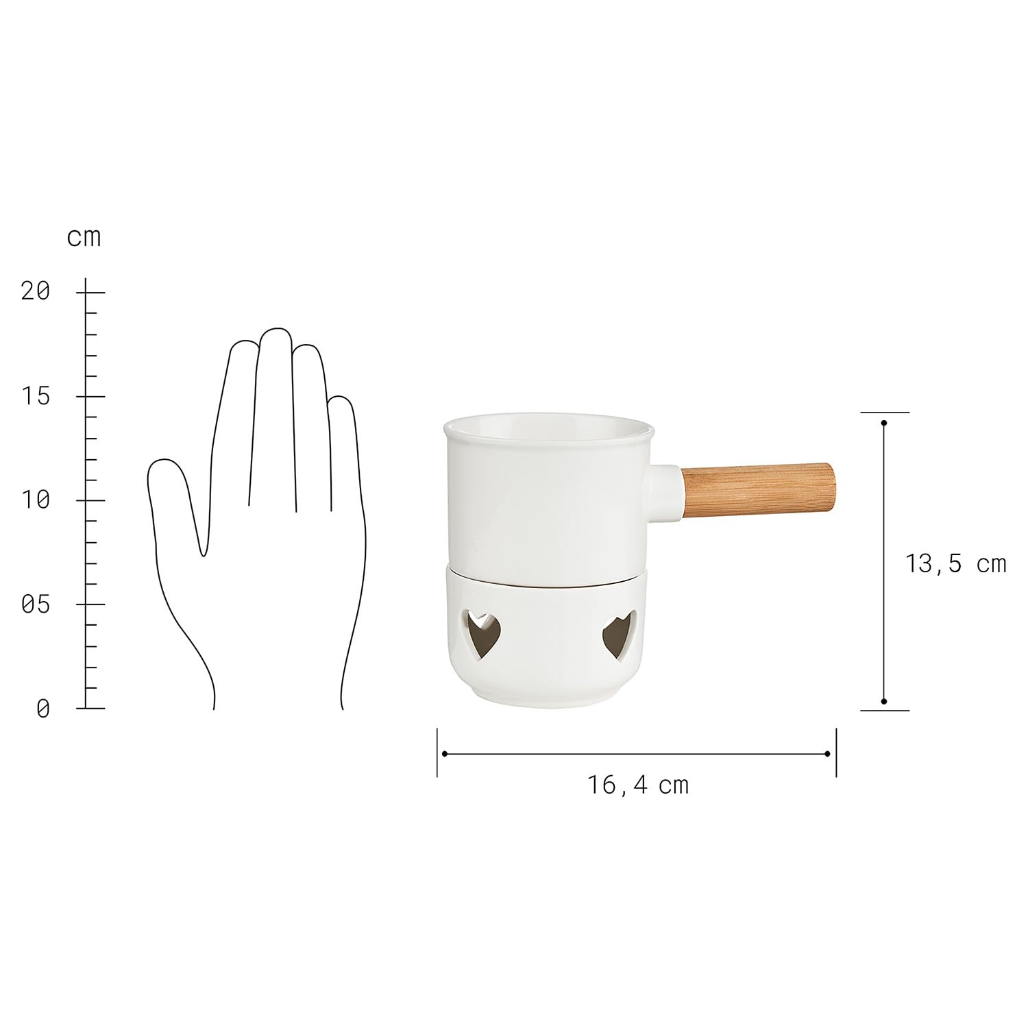 BUTLERS Schokofondue Tasse für Teelicht 250ml Herzen Schokoladenfondue 2 Personen Fondue-Set Porzellan Teelichthalter -HOT CHOC- Fondue Tasse zum Schokolade Schmelzen Weihnachten Mini Schokobrunnen