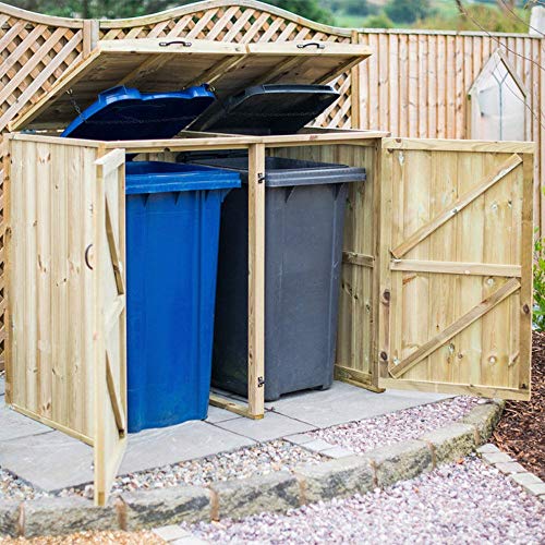 Garden Village Superior Double FSC Wooden Wheelie Bin Storage