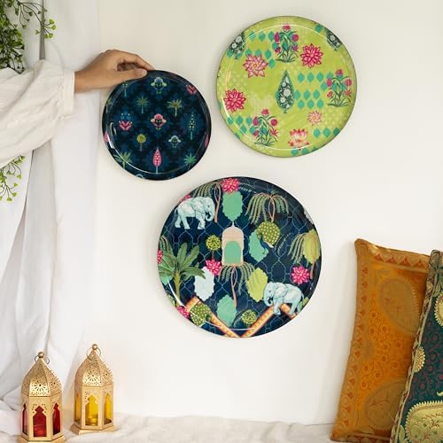 RITUALISTIC Jaipur Haveli Wall Plates Set of 5 (Multi Color) Wall