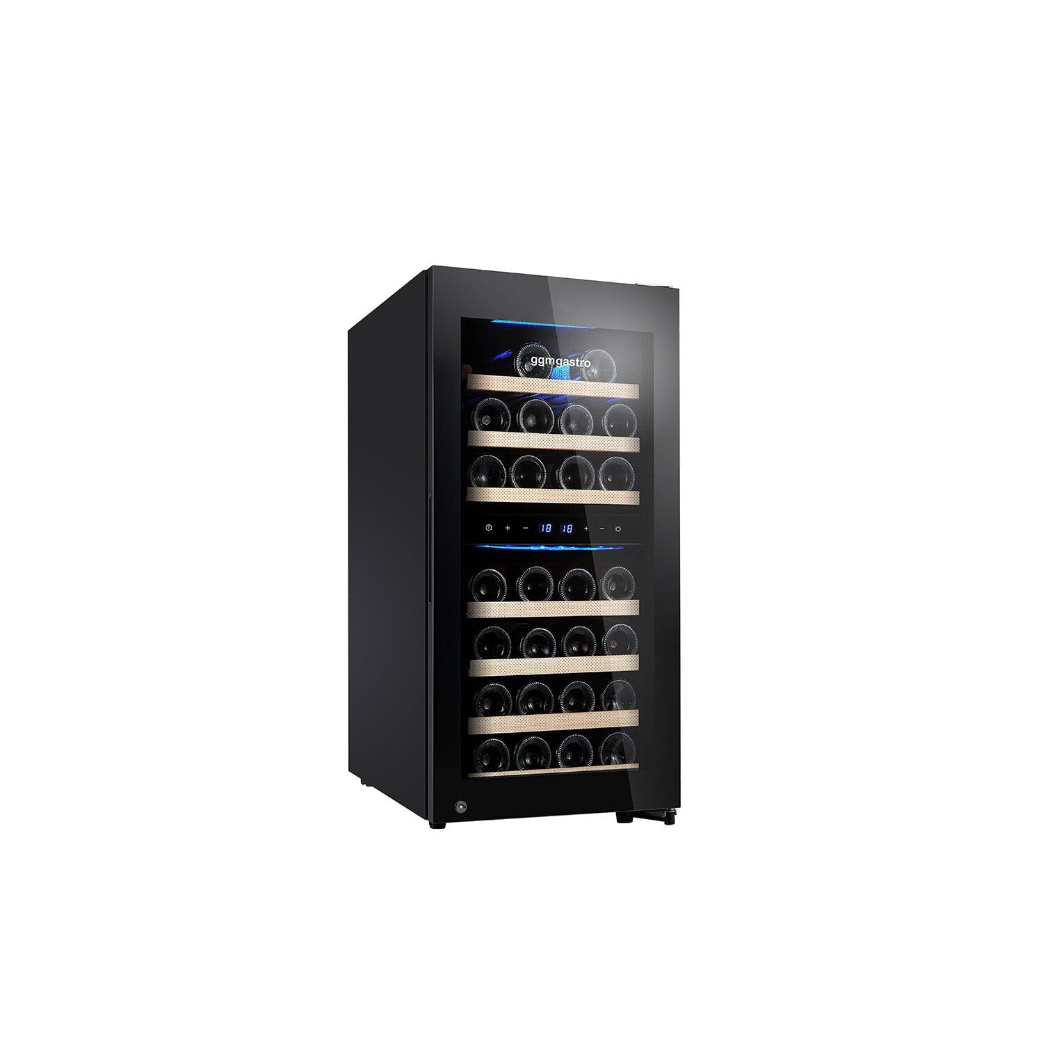 GGM Gastro Weinkühlschrank 100 L, 2 Zonen, 33 Flaschen, 39,5x58x84 cm | Präzise digitale Steuerung, edles Design mit LED-Beleuchtung, abschließbare Sicherheit, pflegeleichte Oberflächen