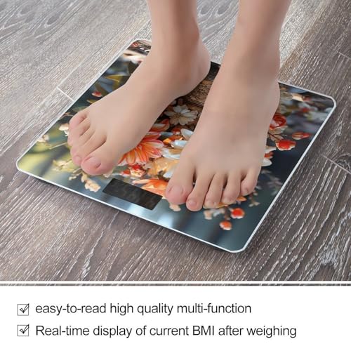 Báscula Digital de Baño con Diseño Floral Naranja miniatura 5