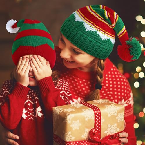 Century Star Baby Santa Hat Toddler Kids Christmas Hat Knit Infant Xmas Beanie Warm Elf Long Tail Boy Girls Santa Beanie3